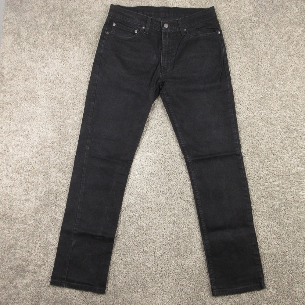 Levis Jeans Mens 34x32 Black 511 Slim Straight Zip Fly Dark Denim Pants